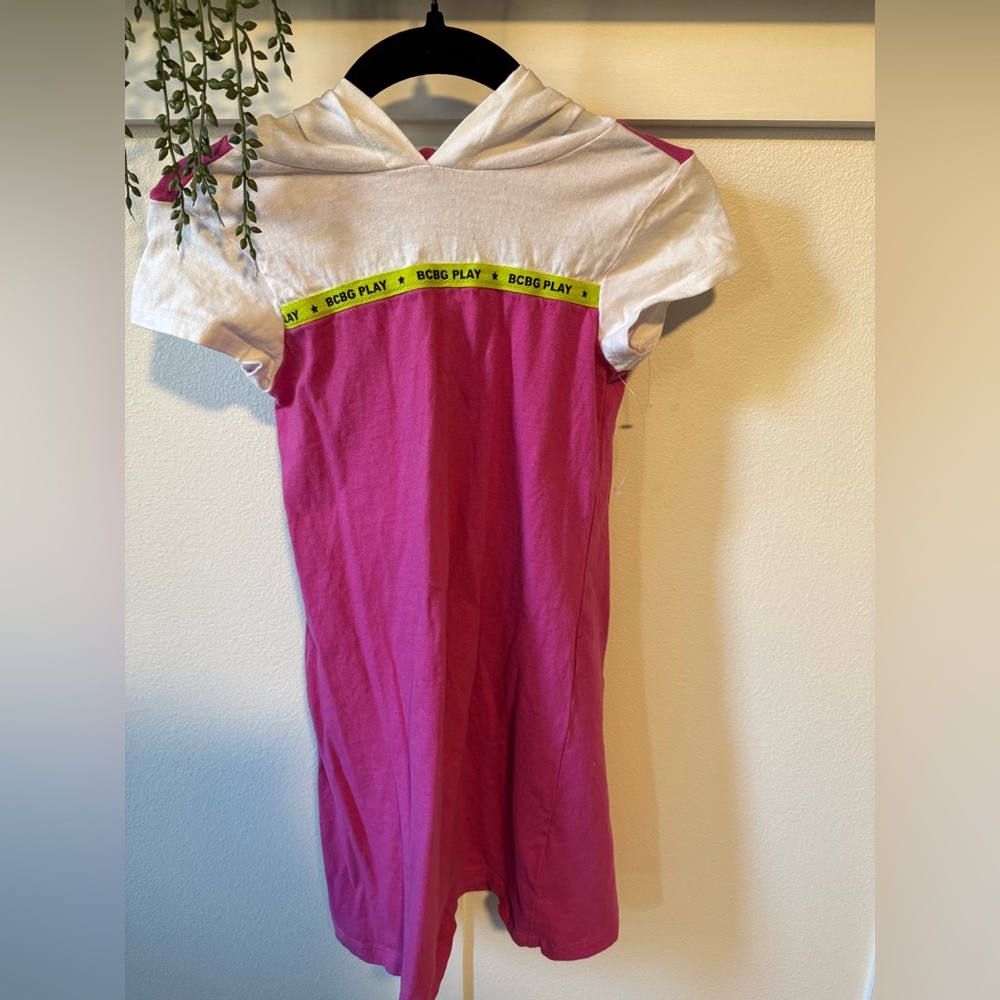 BCBG Girls Pink and White Hooded Dress